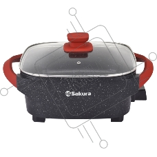 Электросковорода Sakura SA-7714BR Master Chef 1800-2000Вт 30х10см квадр черн/красн
