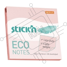 Блок самоклеящийся бумажный Stick`n ECO 21746 76x76 мм 100лист. 60г/м2 пастель розовый