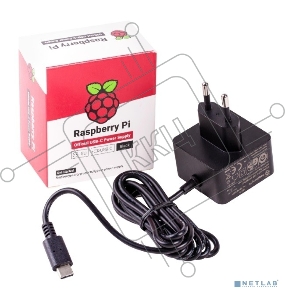 Блок питания для Raspberry Pi 4 Model B, Black, 5.1V, 3A, Cable 1.5 m, USB Type С output jack (187-3417)(187-3425)