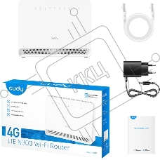 Маршрутизатор N300 Wi-Fi 4G LTE Cat.4 Router, build-in 4G LTE modem,  4 10/100M RJ45 Ports, Nano SIM Slot, 300Mbps at 2.4GHz, Internal antennas, PPTP/L2TP/OpenVPN/WireGuard VPN, DNS over Cloudflare/Google/Quad9, DDNS, SMS, Band locking, TR069/TR098/TR111/