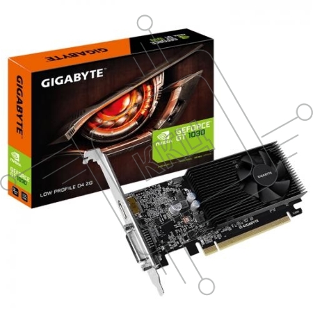Видеокарта Gigabyte GV-N1030D4-2GL NVidia GeForce GT 1030, 2Gb DDR4/64-bit, PCI-Ex16 3.0, DVI-Dx1, HDMI2.0bx1, LP, 2-slot cooler, Retail