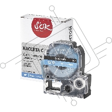 Кассета с лентой S'OK by Sakura Printing K4LWV для Epson , белый на синем, 12мм/8м