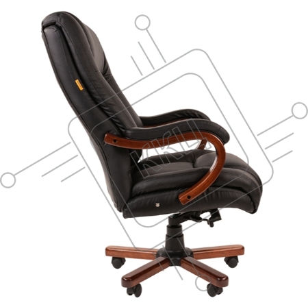 Кресло Chairman 503 Офисное кресло (натуральная кожа, дерево, газпатрон 4 кл, ролики BIFMA 5,1, механизм качания)