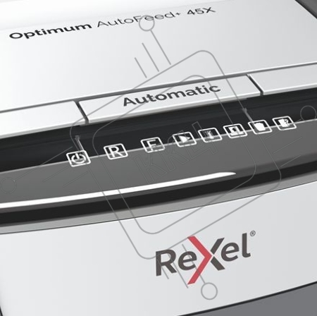 Шредер Rexel Optimum AutoFeed 45X черный с автоподачей (секр.P-4)/фрагменты/45лист./20лтр./скрепки/скобы/пл.карты