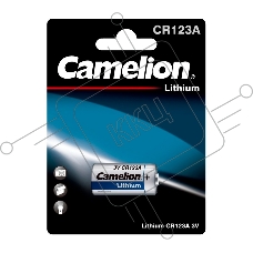 Батарея Camelion CR123A BL-1 (CR123A-BP1, батарейка фото,3В)