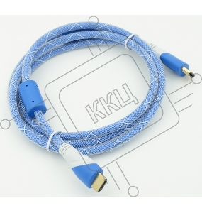 Кабель HDMI Ver.1.4 Blue/white jack HDMI19 (m)/HDMI19 (m) 1.8м феррит.кольца Позолоченные контакты