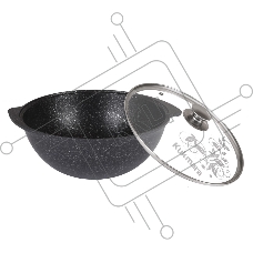 Казан для плова 3,5л со стекл.крышкой, АП (темный мрамор) КМТ37а