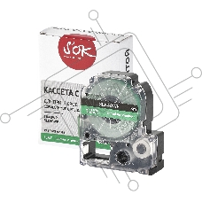 Кассета с лентой S'OK by Sakura Printing K4GWP для Epson , белый на зеленом, 12мм/8м