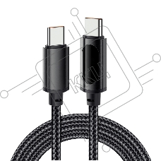 Кабель Type-C – Type-С, 5A, 100Вт, 1м, в черной нейлоновой оплетке, с LED дисплеем Rexant