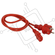 Шнур питания C13-Schuko прямая, 3х0.75, 220В, 10А, красный, 2 метра