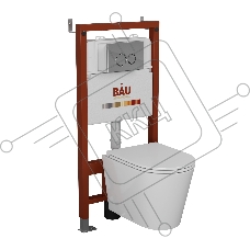Комплект BAU 6 в 1: инсталляция BAU PRO, унитаз подвесной безободковый вихревой со скрытым сливом Bau Nimb Hurricane3, сиденье дюропласт микролифт, клавиша BASIC хром