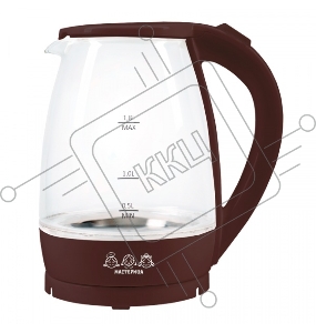Чайник электрический Мастерица ЕК-1801G, шоколад, 1,8л, стекло, 1850 Вт