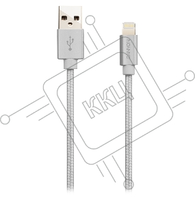 Кабель CANYON Charge & Sync MFI braided cable with metalic shell, USB to lightning, certified by Apple, cable length 1m, OD2.8mm, Pearl White