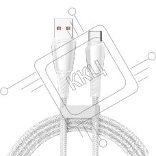 Кабель USB-A – Type-C, 5А, 100Вт, 1м, в белой нейлоновой оплетке Rexant