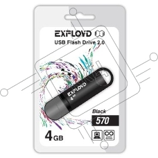 Флеш накопитель USB Flash EXPLOYD 4GB-570-черный EXPLOYD 4GB 570 черный, Интерфейс USB 2.0, Емкость 4GB, Скорость чтения 15 MB/s, Скорость записи 8 MB/s.