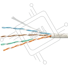 Кабель информационный Cabeus UTP-4P-Cat.5e-SOLID-LSZH-GY-LIGHT-100 кат.5E U/UTP 4 пары LSZH внутренний 100м серый