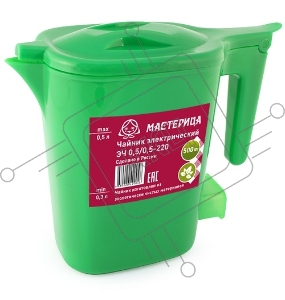 Чайник электрический Мастерица ЭЧ 0,5/0,5-220З, пластиковый, зеленый, 0,5л, 500 Вт (в уп. 10 шт)