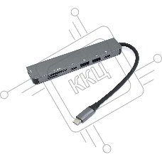 Адаптер Type C на HDMI, PD+, USB 3.0*2 + SD/TF для MacBook, серебро