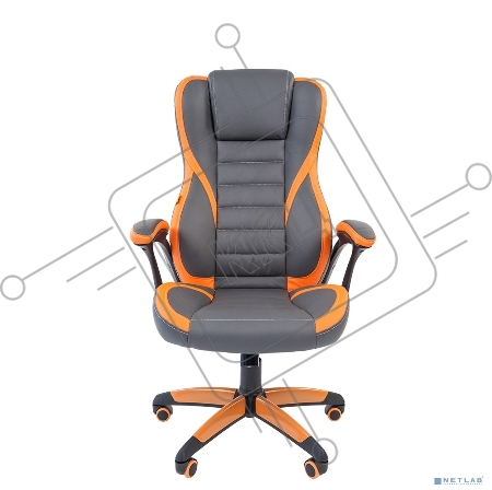 Игровое кресло серый/оранжевый Chairman game 22 (экокожа, регулируемый угол наклона, механизм качания)