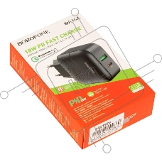 Зарядное устройство BOROFONE BA46A Premium, один порт USB, один порт Type-C, PD, 18W, 5V, 3.0A, черный