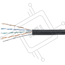 Кабель витая пара UTP (U/UTP), Cabeus UTP-4P-Cat.5e-SOLID-ST-OUT, категория 5e, 4 пары (24 AWG), одножильный, для внешней прокладки, с металлическим тросом (+75 C - -40) (305 м)