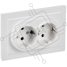 Розетка IEK BR-R21-16-K91-F 2-м СП BRITE РС12-3-БрАБ 16А в сборе с заземл. без защ. шторок арктич. бел.