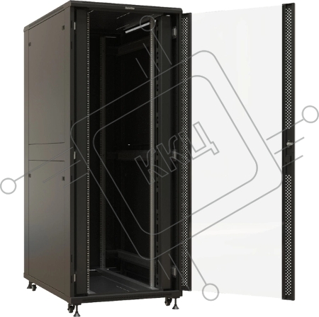 Шкаф серверный Hyperline (TTBR-4281-AS-RAL9004) напольный 42U 800x1000мм пер.дв.стекл задн.дв.спл.стал.лист 4 бок.пан. 1000кг черный 910мм 140.8кг 2055мм IP20 сталь