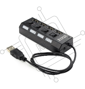 Концентратор USB 2.0 Gembird UHB-U2P4-02 с подсветкой и выключателем, 4 порта, блистер
