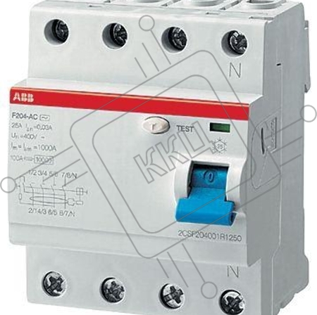 Выключатель дифференциального тока ABB 4мод. F204 AC-63/0,03