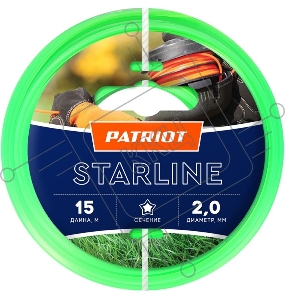 Леска для триммеров PATRIOT Starline D 2,0мм L 15м  звезда, зеленая 200-15-3 Арт.805201056