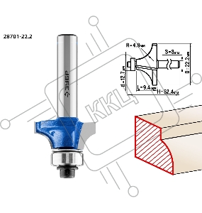 Фреза кромочная калевочная №1 Зубр ПРОФ. 28701-22.2