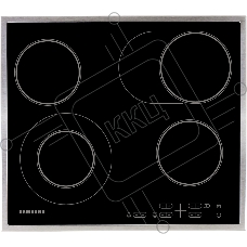 Встраиваемая электрическая панель Samsung NZ64T3516CK/WT, 575x505x55 мм, стеклокерамика, 4 конфорки, рамка - нержавеющая сталь,сенсорное управление, светодиодный LED-дисплей, защита от детей, черный цвет
