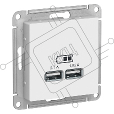 Механизм розетки USB AtlasDesign 5В 1порт х 2.1А 2порта х 1.05А белый