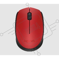 Мышь беспроводная Logitech M170, красный, 1000 dpi, радиоканал, USB, кнопки - 3