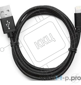 Кабель USB 2.0 Cablexpert CC-ApUSB2bk1m, AM/Lightning 8P, 1м, нейлоновая оплетка, алюминиевые разъемы, черный, пакет