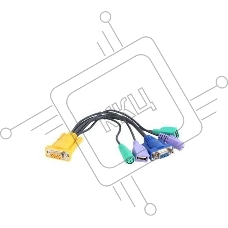 Кабель KVM консольный. CABLE SP18F--HD15F/MD6F*2/USBA F*2 ,L:27CM