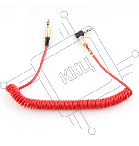 Кабель аудио 90˚ спиральный Cablexpert CCAB-02-35MMLC-1.8MR. 3.5 джек (M)/3.5 джек (M), красный, 1.8м, блистер