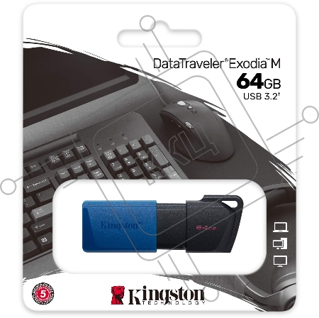 Флеш Диск Kingston 64Gb DataTraveler Exodia M DTXM/64GB USB3.0 черный/синий