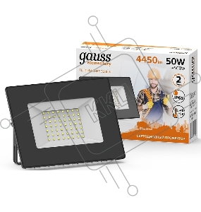 Прожектор светодиодный Gauss LED 50W 3350lm IP65 3000К черный | 613527150 | Gauss