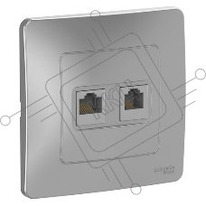 Розетка компьютерная двойная RJ45+RJ45, кат.5E, механизм, алюминий