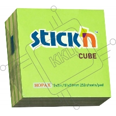 Блок самоклеящийся бумажный Stick`n 21339 51x51мм 250лист. 70г/м2 неон+пастель зеленый 2цв.в упак.
