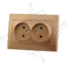 Розетка 2-м СП Мира 16А IP20 без заземл. керам. метал. зол. LEZARD 701-1313-128