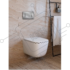 Инсталляция с унитазом комплект BAU NEO 6 в 1: унитаз подвесной безободковый торнадо Bau Dream 51х35, быстросъемное сиденье микролифт, кнопка смыва BAU Stil антивандальная для системы двойного слива,сатин