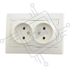 Розетка 2-м СП Мира 16А IP20 без заземл. керам. крем/крем. LEZARD 701-0303-128
