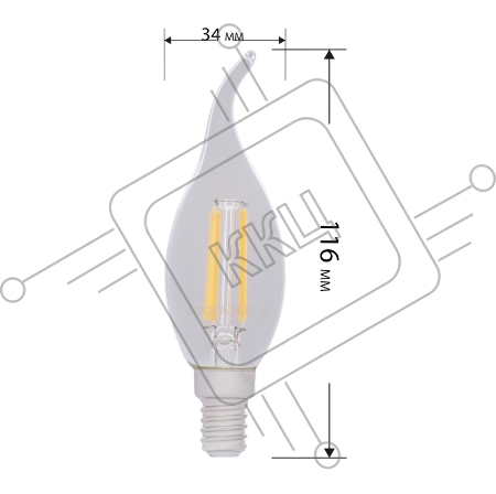 Лампа филаментная REXANT Свеча на ветру CN37 9.5 Вт 950 Лм 4000K E14 прозрачная колба