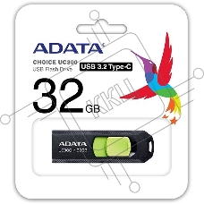 Флеш диск A-Data 32Gb Type-C UC300 ACHO-UC300-32G-RBK/GN USB3.2 черный/зеленый