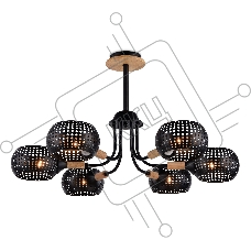 Светильник Ambrella light TR80167/6 BK/LWD черный/светлое дерево E14/6 max 40W D690*370