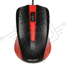Мышь проводная Acer OMW012 черный/красный, 1200 dpi, USB, кнопки - 3