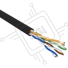 Кабель витая пара U/UTP, CAT 5e, PE, 4PR, 24AWG, OUTDOOR, SOLID, черный, 305м, РФ REXANT