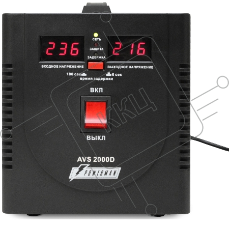 Стабилизатор напряжения Powerman  AVS 2000D (2000ВА,15А,КПД 98%,циф. индикация вх./вых. напряж.)